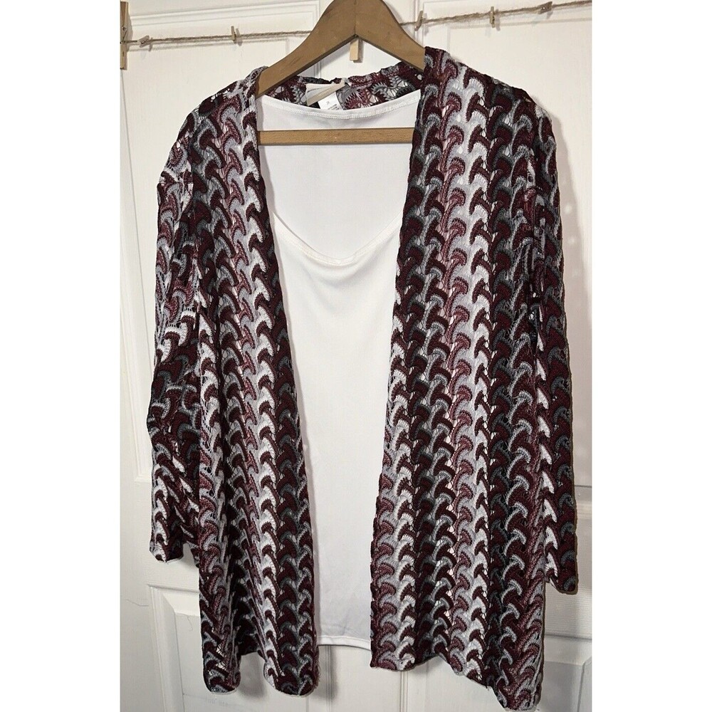 Alfred Dunner Top Womens 3X Layered Look Pullover Business Casual 3/4 Sleeve